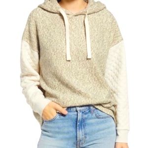MADEWELL Cream/Marled Storm Grey Sweater Hoodie Size M